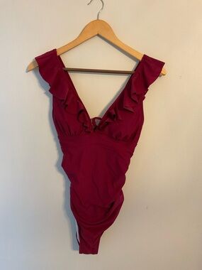 ONE PIECE BATHING SUIT SZ. M MAROON